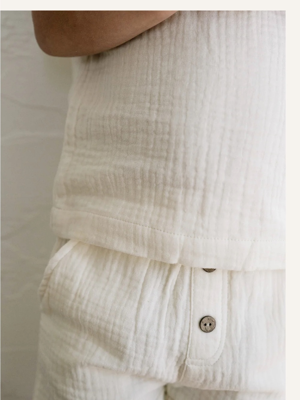 Oat Co. Baby Muslin Pocket Shorts in Off White